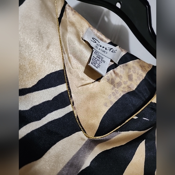 Vtg. Santé Classic Dressing Gown Moo Moo Kimono Sleeve Wildcat Print One Size - Picture 5 of 5